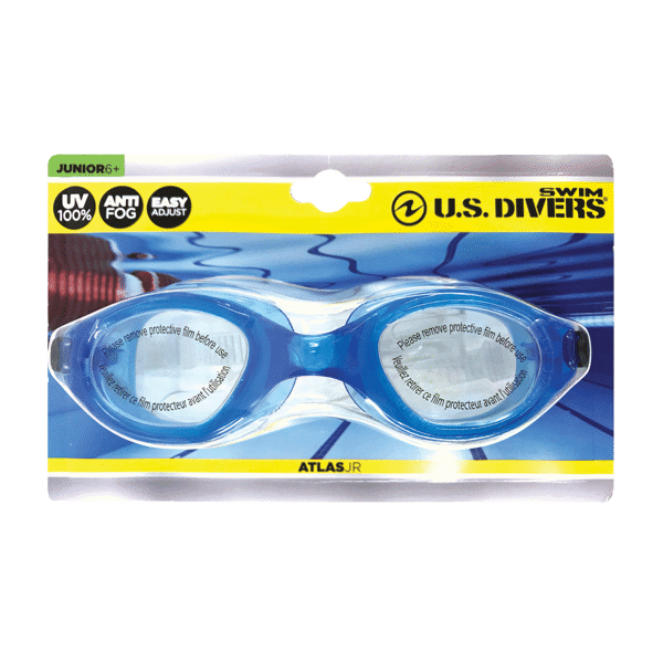 (D) US Divers Atlas Jr. Goggle Clear Lens/Blue Frame Ages 6+ #EY1394141LC